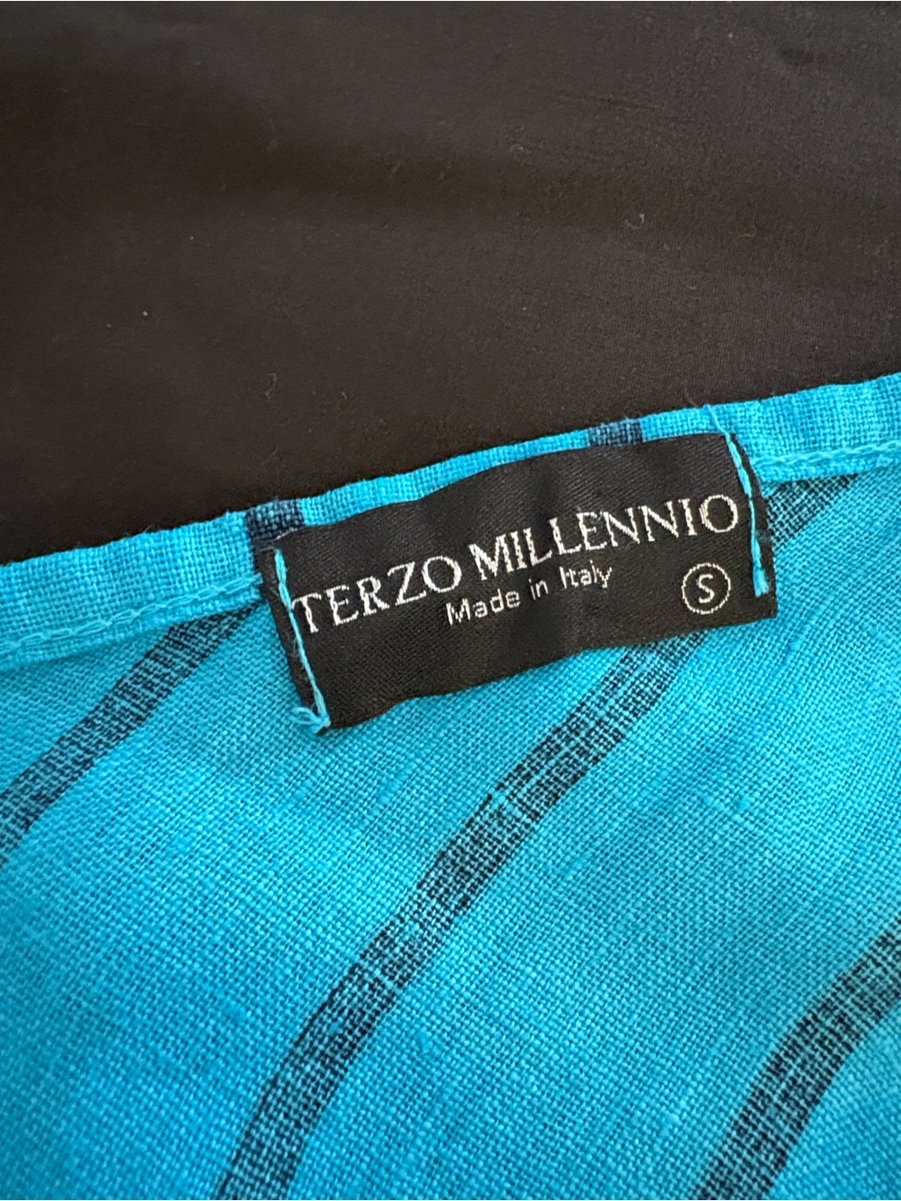Terzo Millennio Turquoise Striped 100% Linen Midi Dress-S - Picture 8 of 10